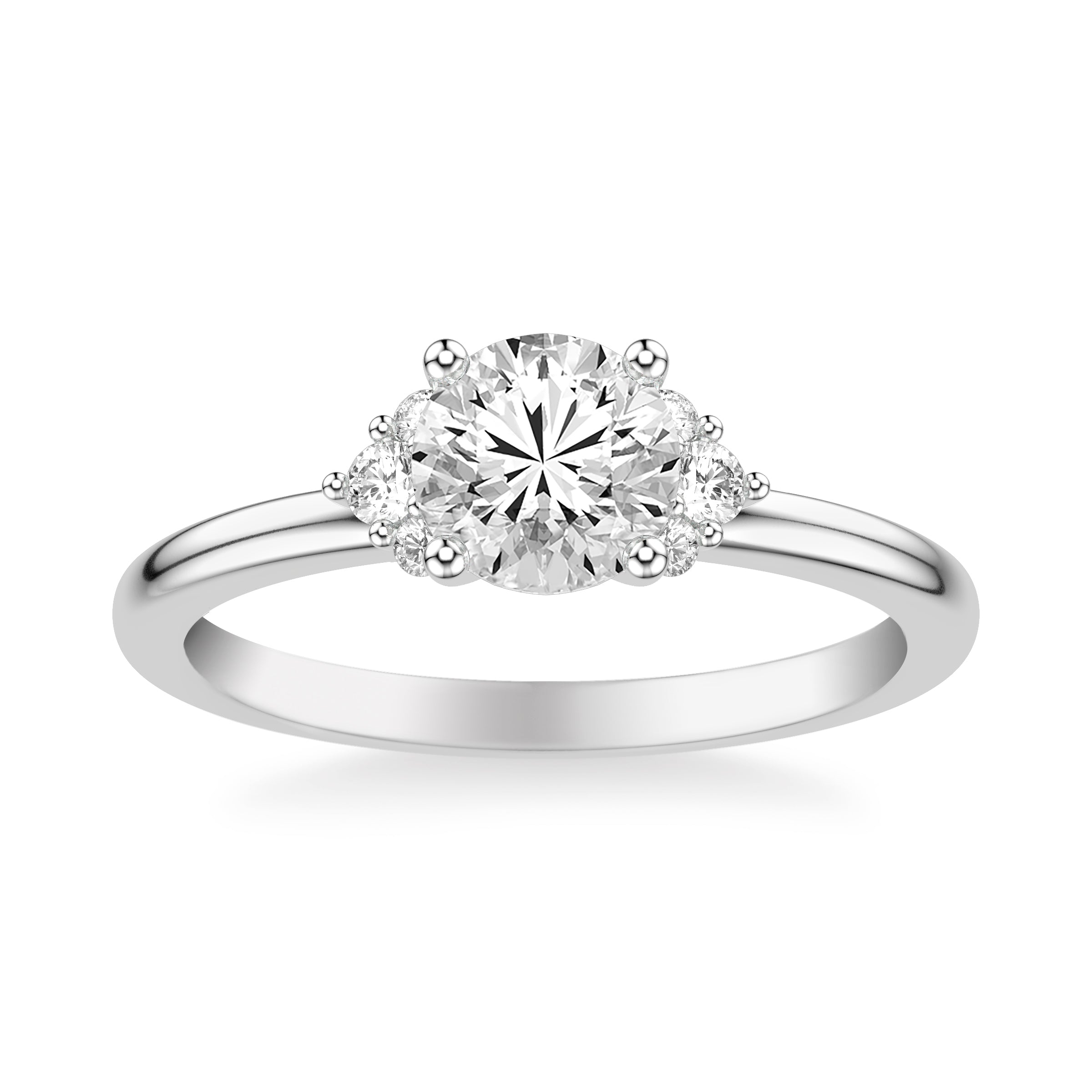 Cluster Sides Diamond Engagement Ring