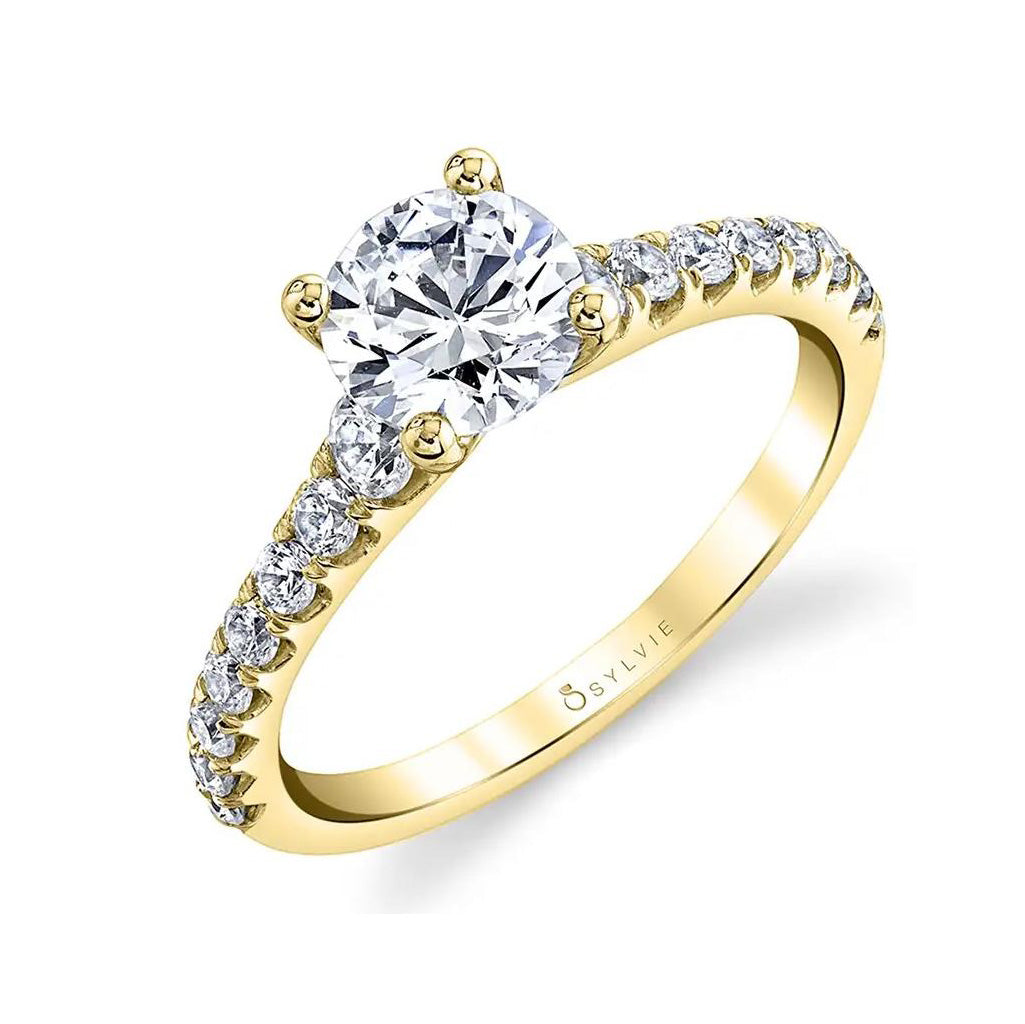 Gradient Sides Diamond Engagement Ring