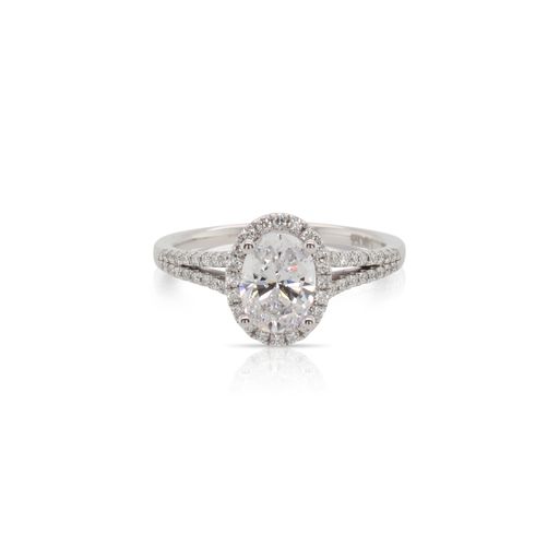 Oval Shaped Halo Diamond Engagement Ring