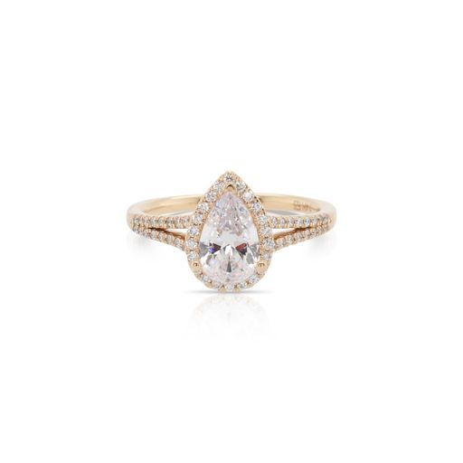 Pear Shaped Diamond Halo Engagement Ring