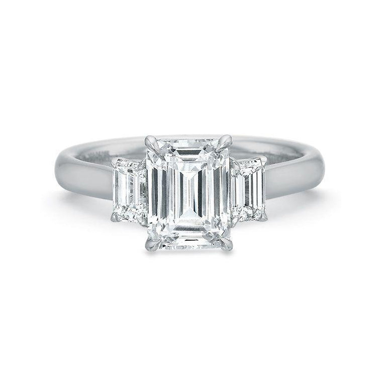3 Stone Emerald Cut Diamond Engagement Ring