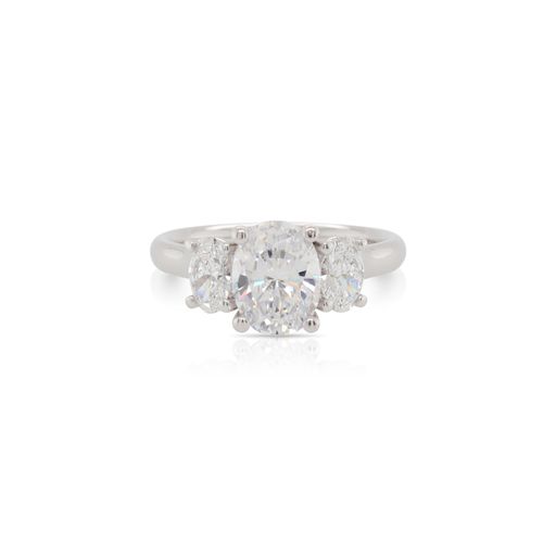 3 Stone Oval Diamond Engagement Ring
