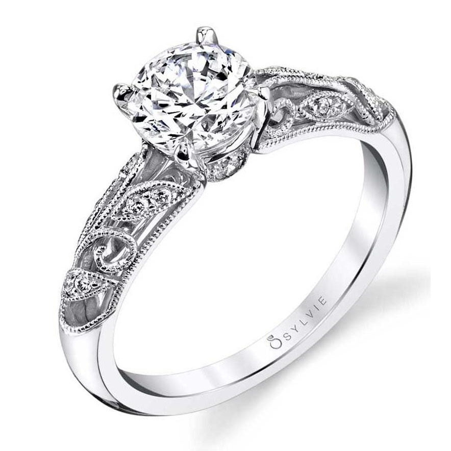 Milgrain Diamond Engagement Ring