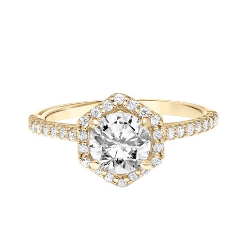 Hexagon Halo Diamond Engagement Ring