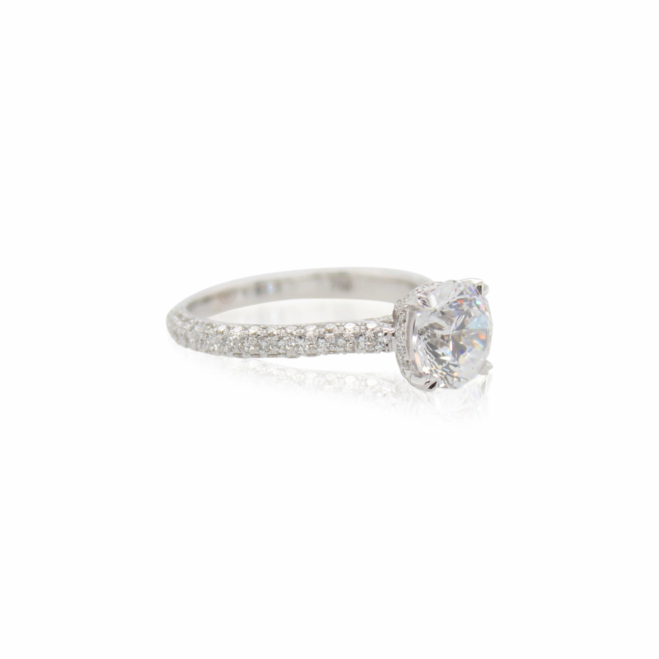Tri Side Diamond Engagement Ring
