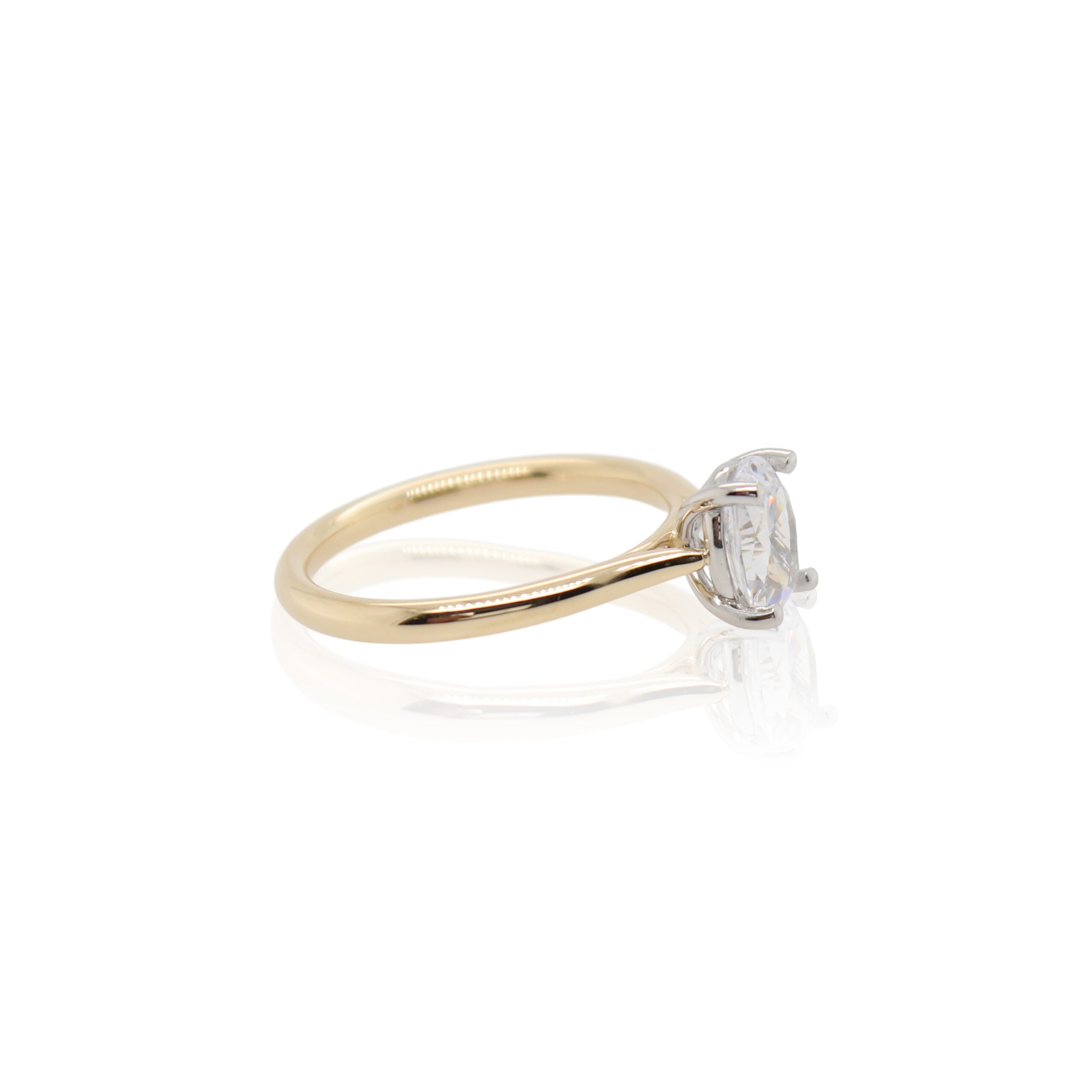 Yellow Gold and Platinum Solitaire Engagement Ring