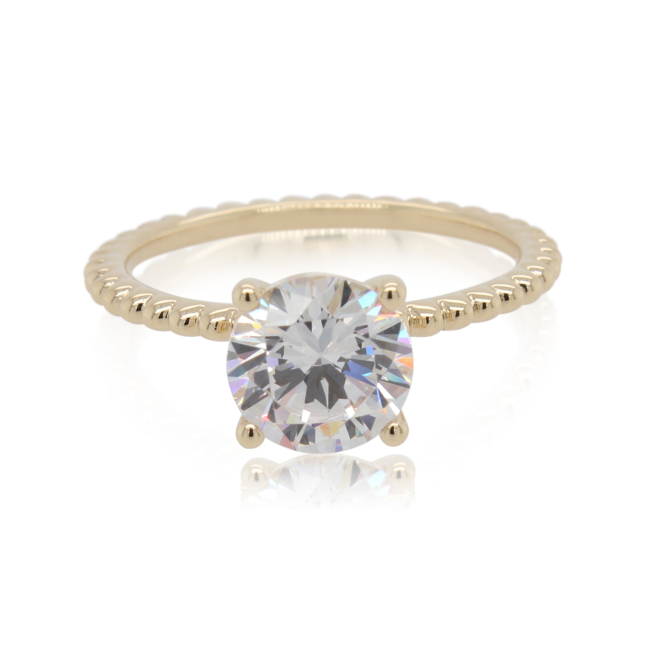 Diamond Solitaire Beaded Engagement Ring