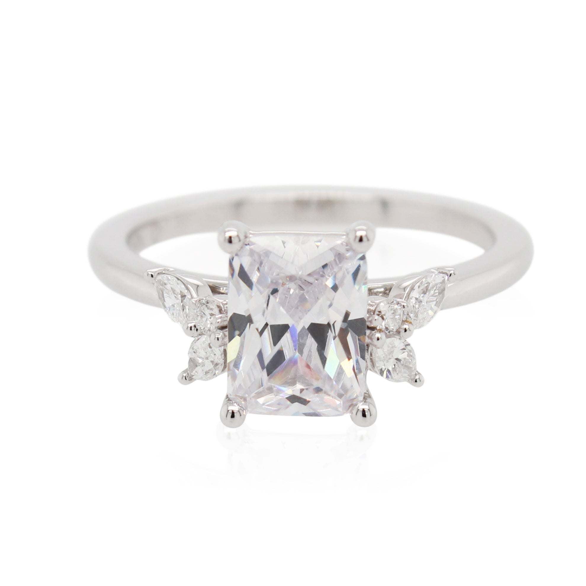 Floral Diamond Accented Engagement Ring
