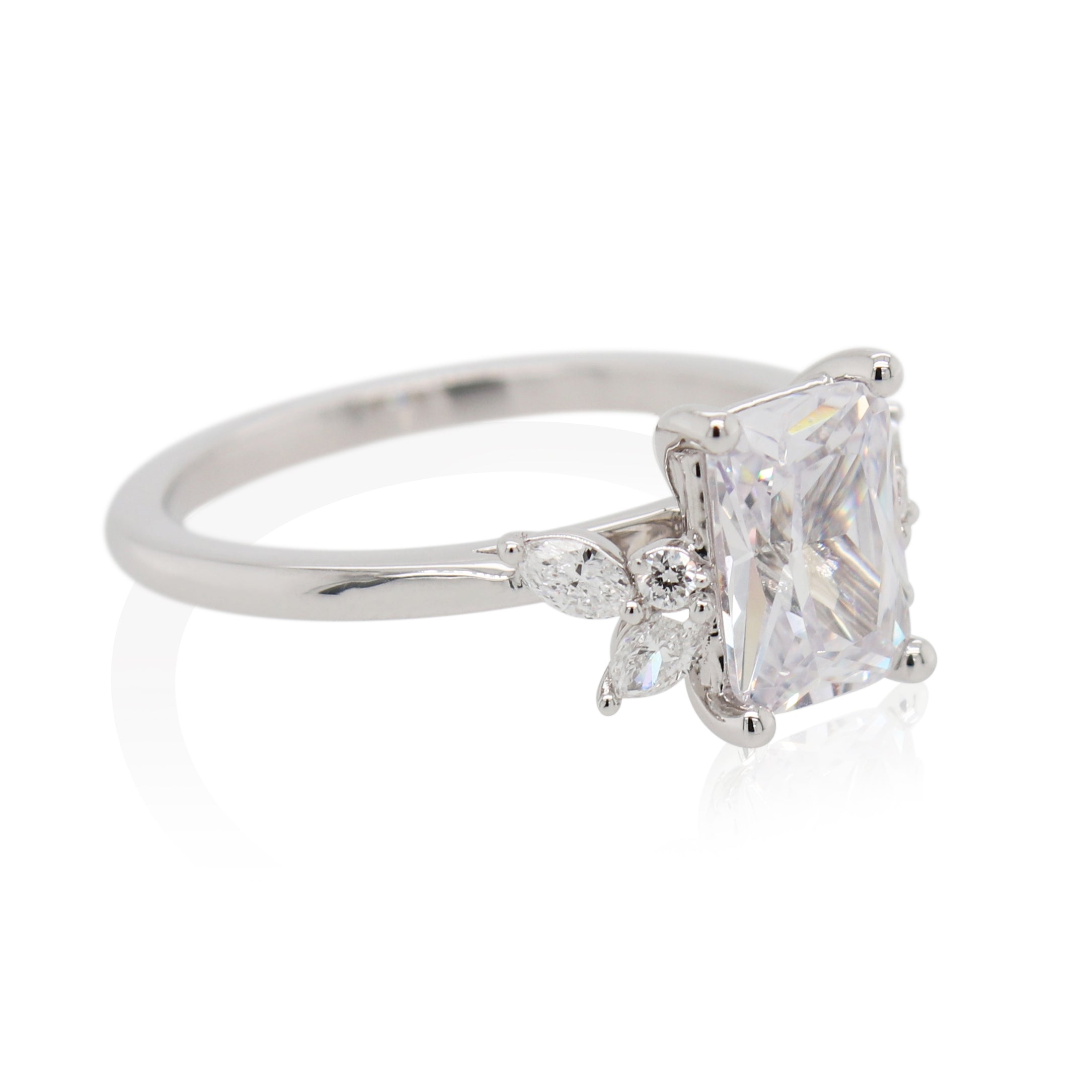 Floral Diamond Accented Engagement Ring