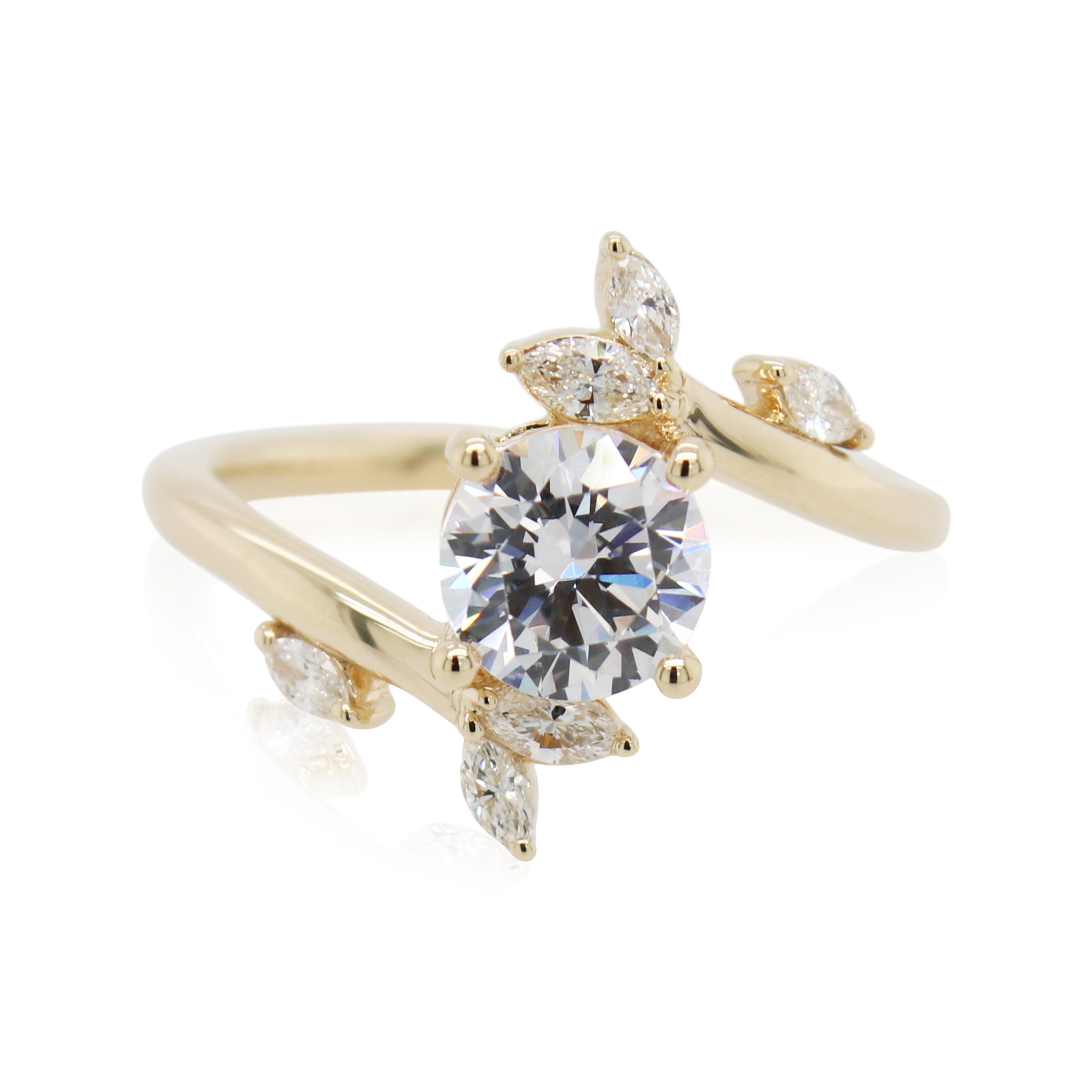 Marquise Diamond Floral Bypass Engagement Ring