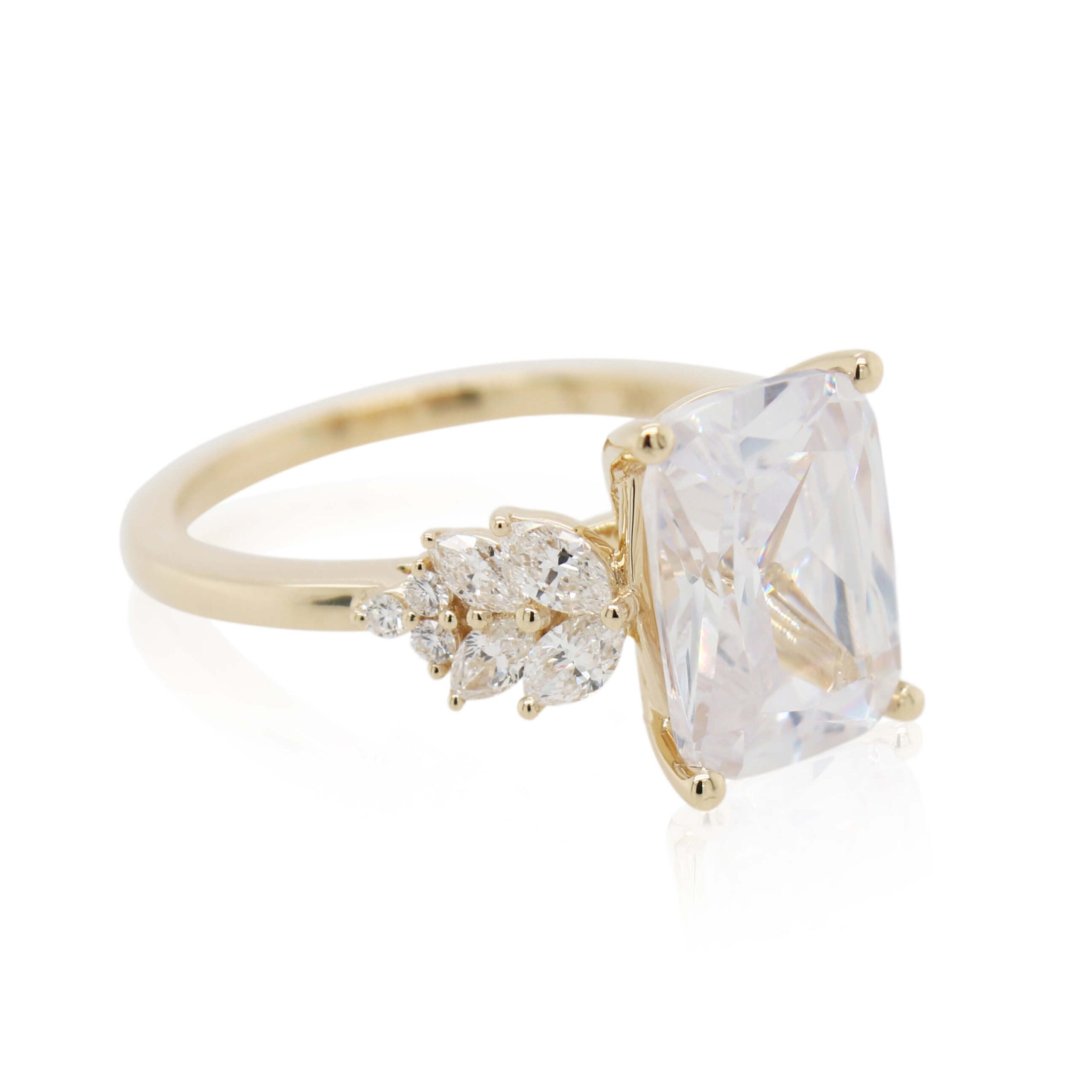 Floral Side Diamond Engagement Ring