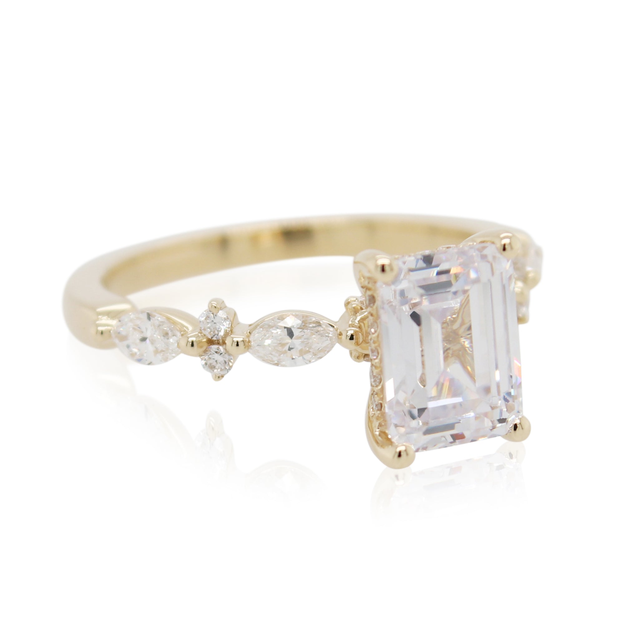 Marquise & Round Diamond Accented Engagement Ring