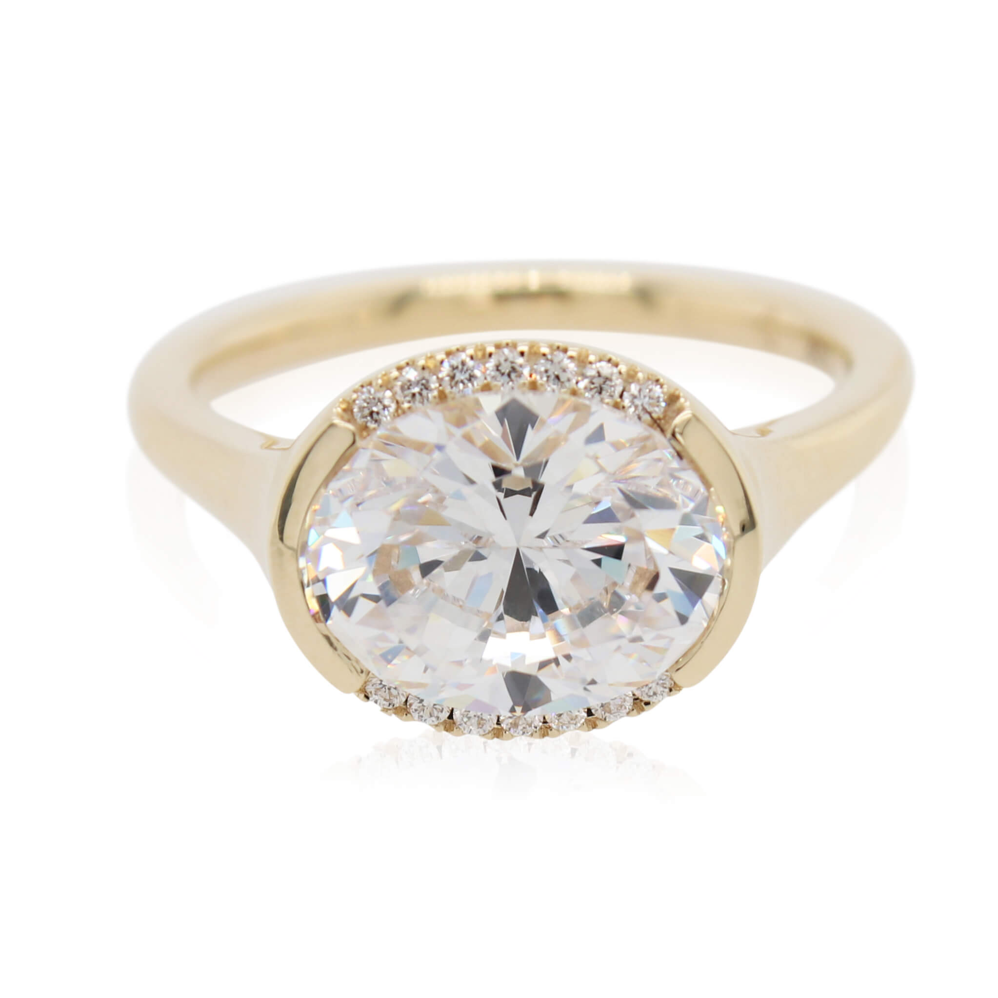 Half Bezel Set Diamond Engagement Ring