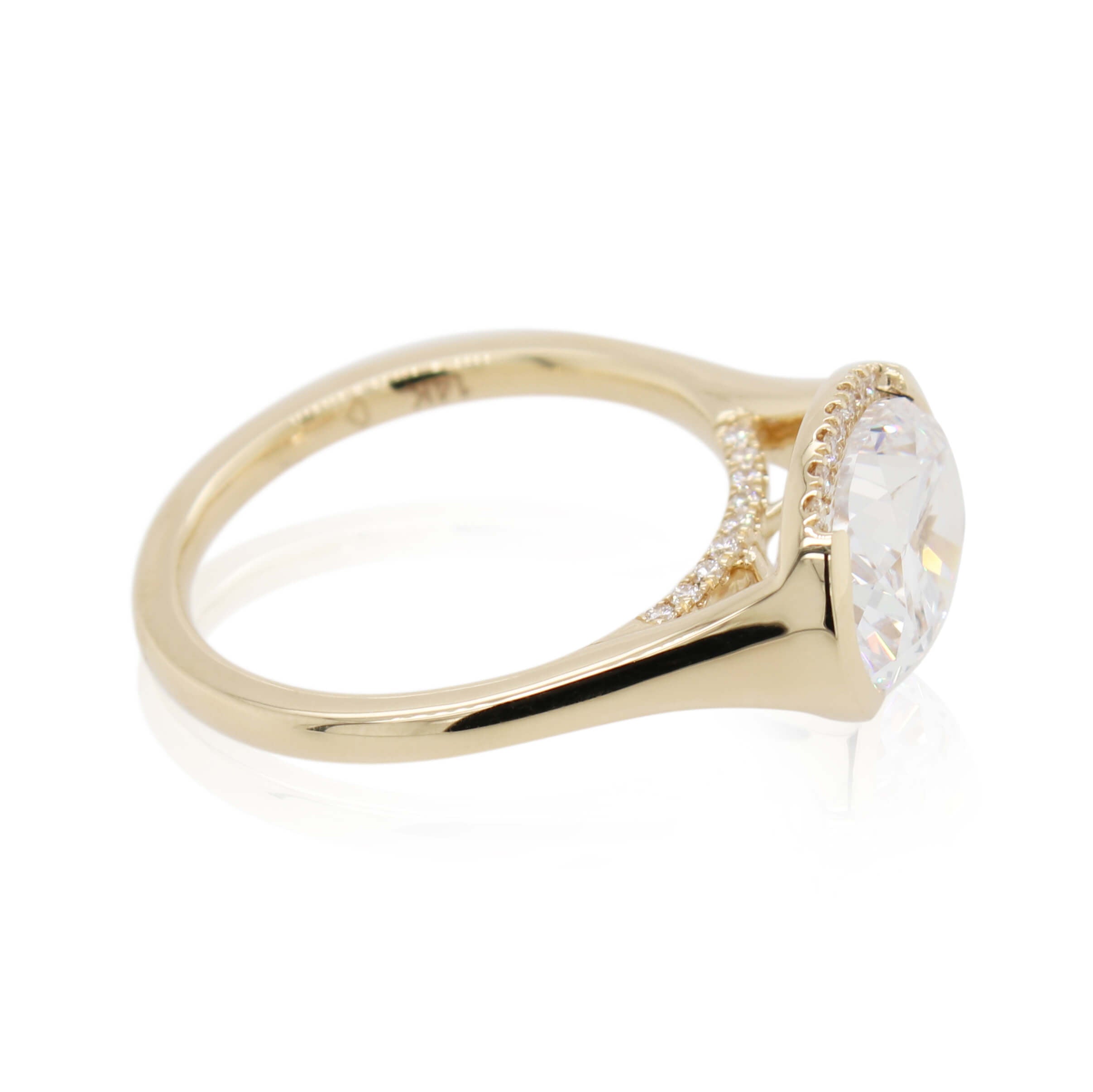 Half Bezel Set Diamond Engagement Ring