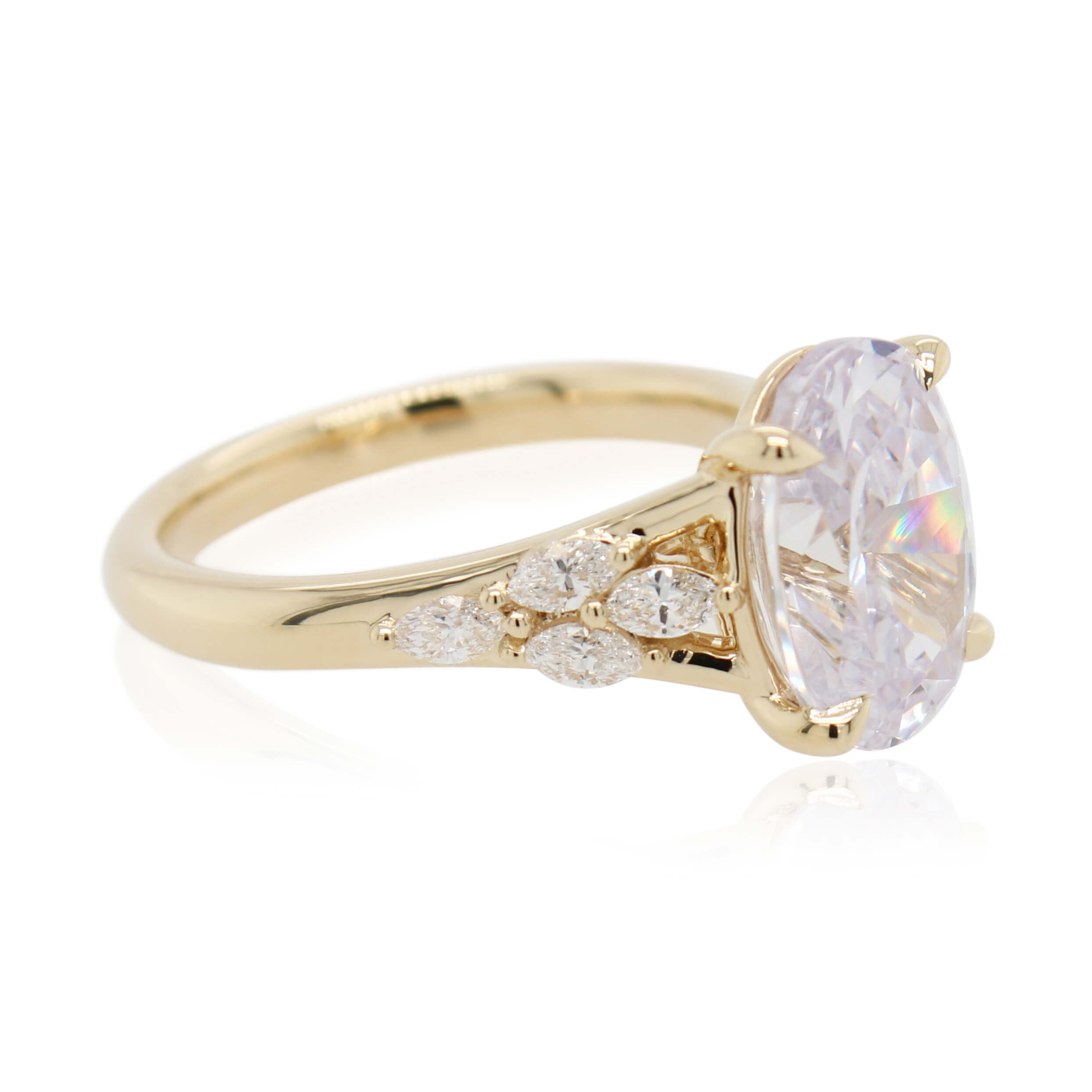 Marquise Diamond Accented Engagement Ring