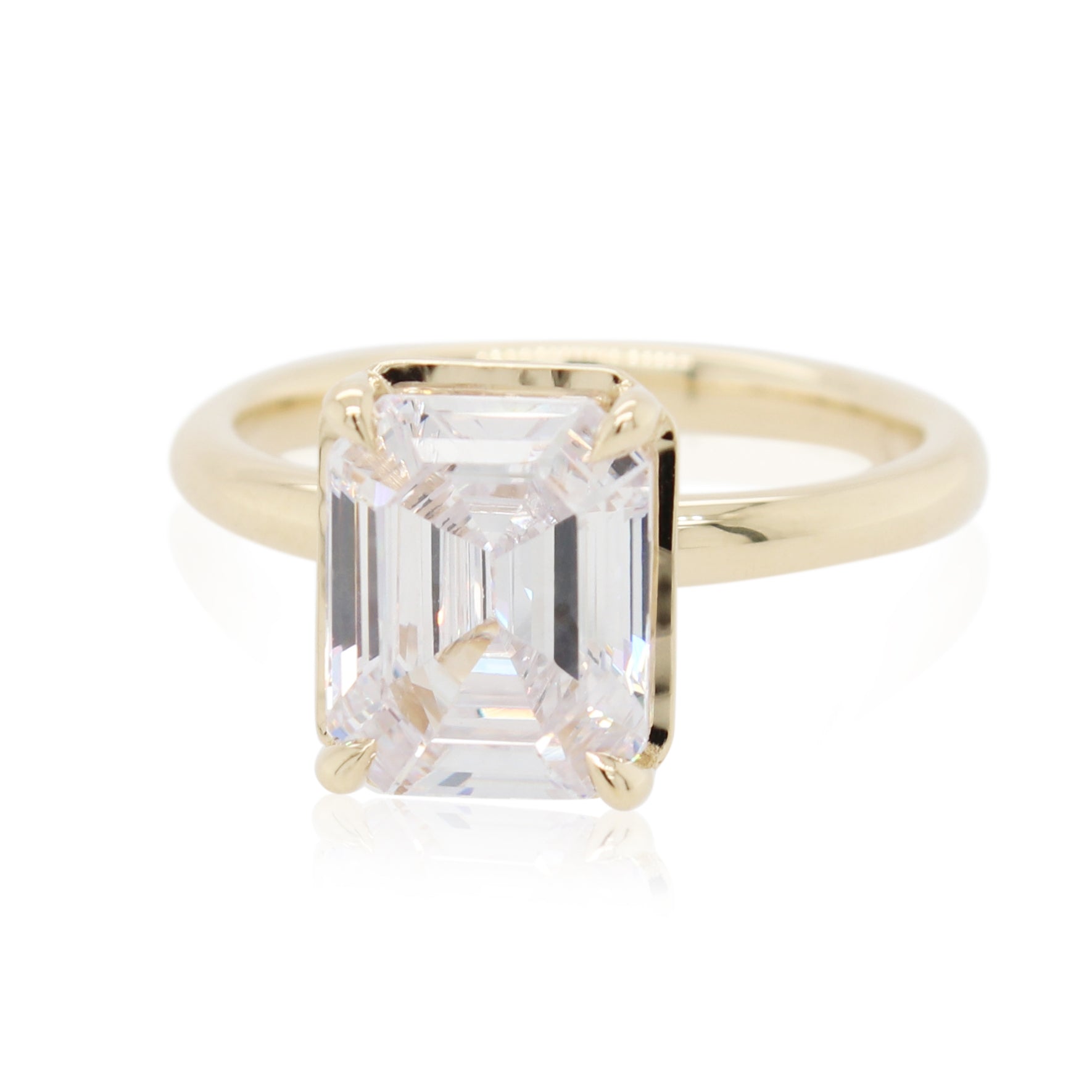 Bezel Set Emerald Cut Diamond Engagement Ring