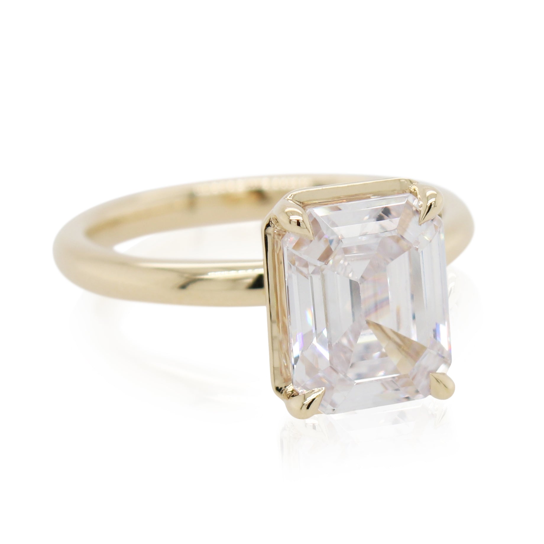 Bezel Set Emerald Cut Diamond Engagement Ring