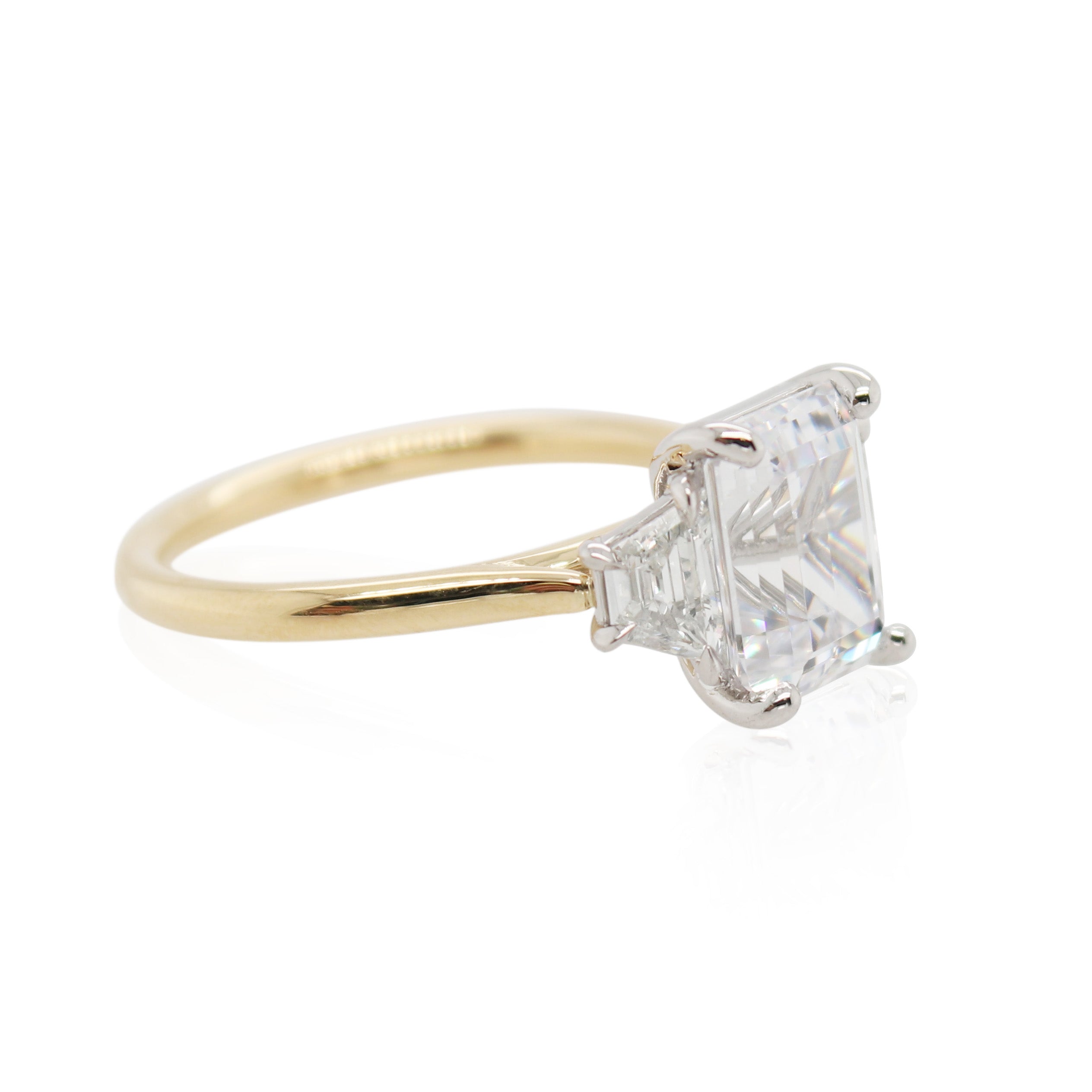 Emerald Cut 3 Stone Engagement Mounting