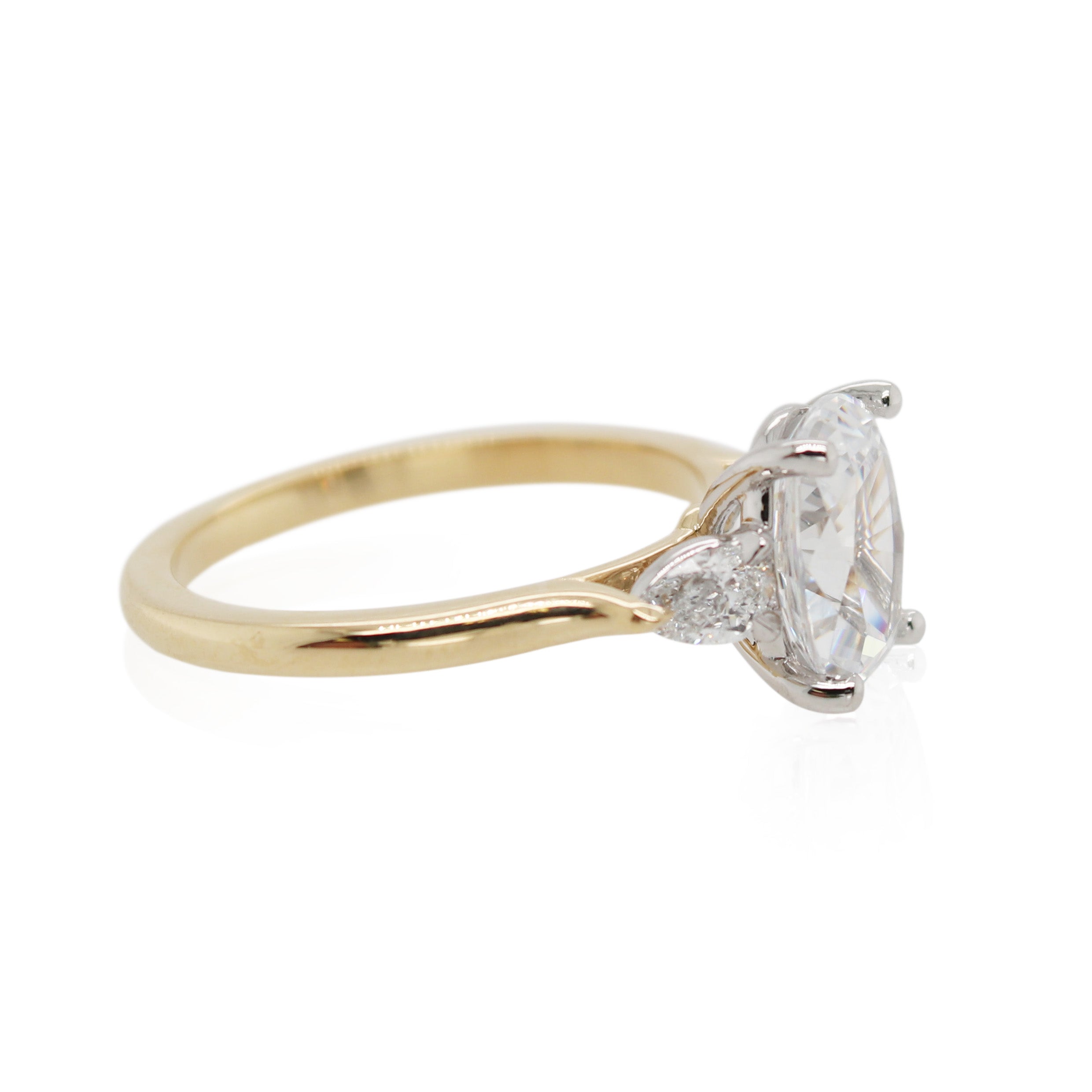 Yellow Gold and Platinum 3 Stone Diamond Engagement Ring Mounting