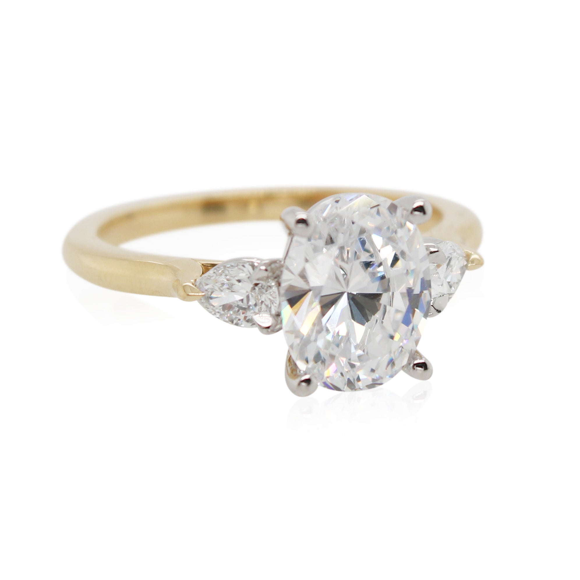 Yellow Gold and Platinum 3 Stone Diamond Engagement Ring Mounting