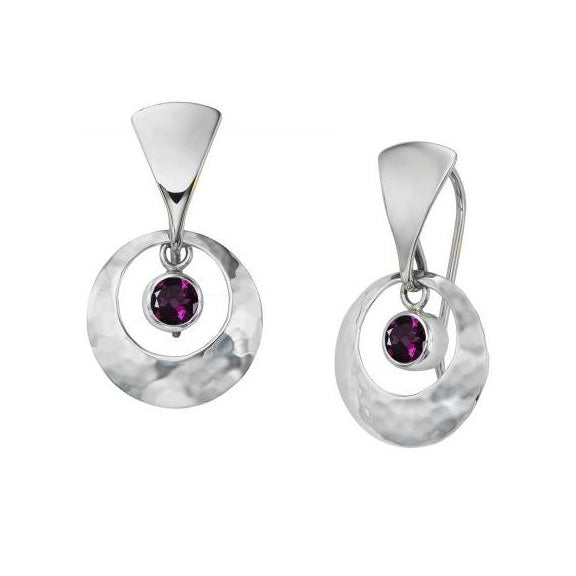 Solace Rhodium and Garnet Drop Earrings