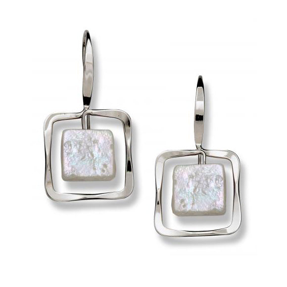 Zenith Square Pearl Dangle Earrings