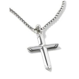 Sterling Silver Carved Chain Cross Pendant