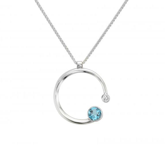 Stargazer Blue Topaz and White Sapphire Pendant