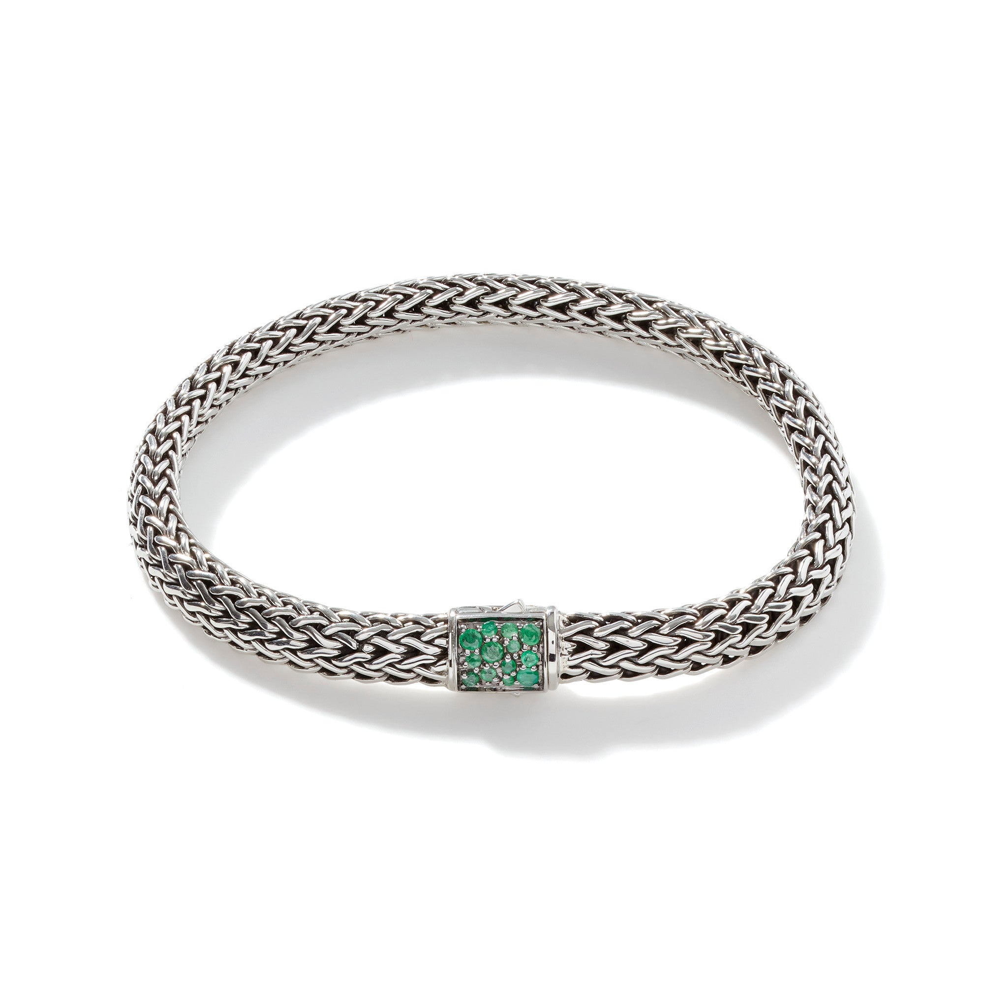 Emerald and Black Sapphire Reversible Classic Chain Bracelet