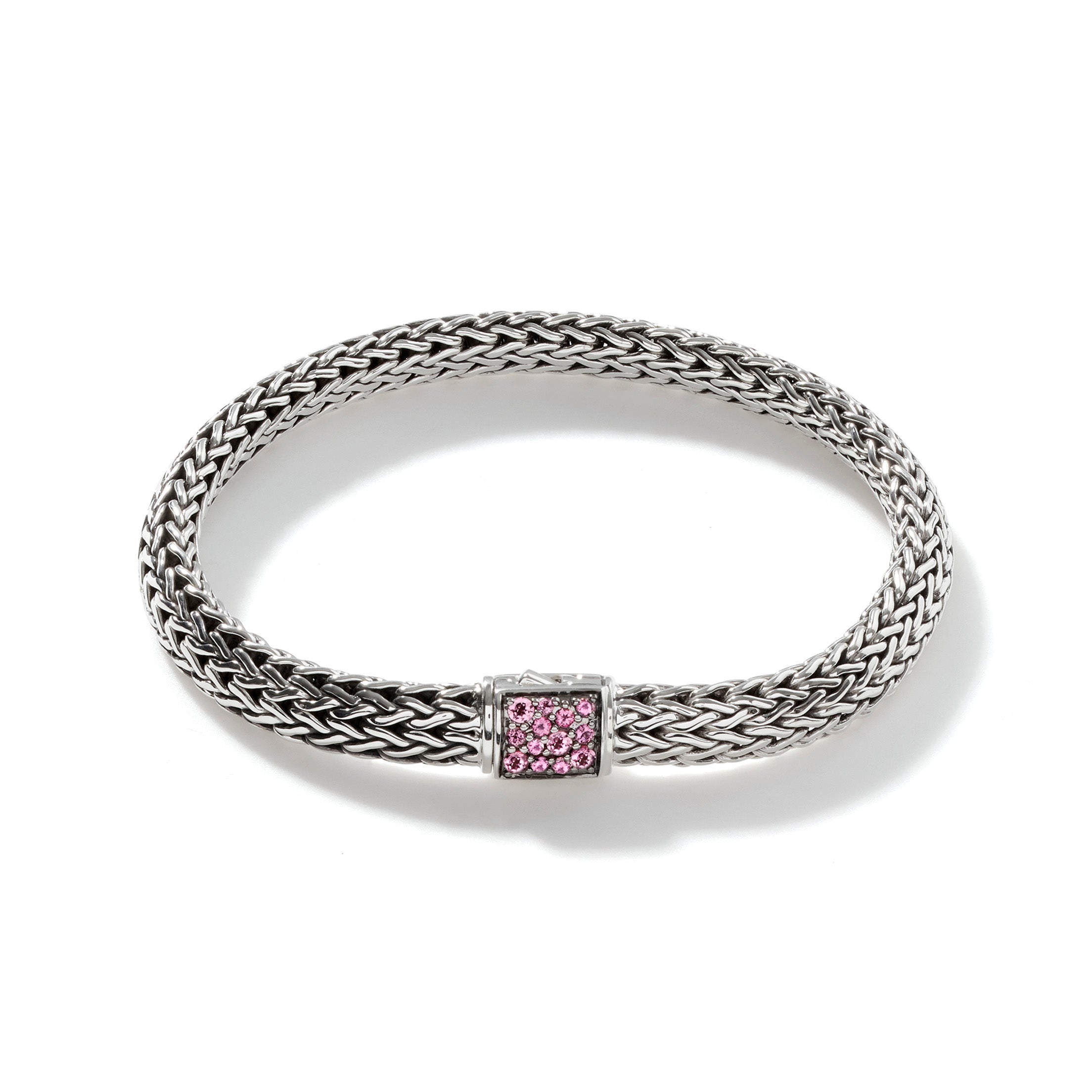 Classic Chain Black Sapphire and Pink Tourmaline Bracelet