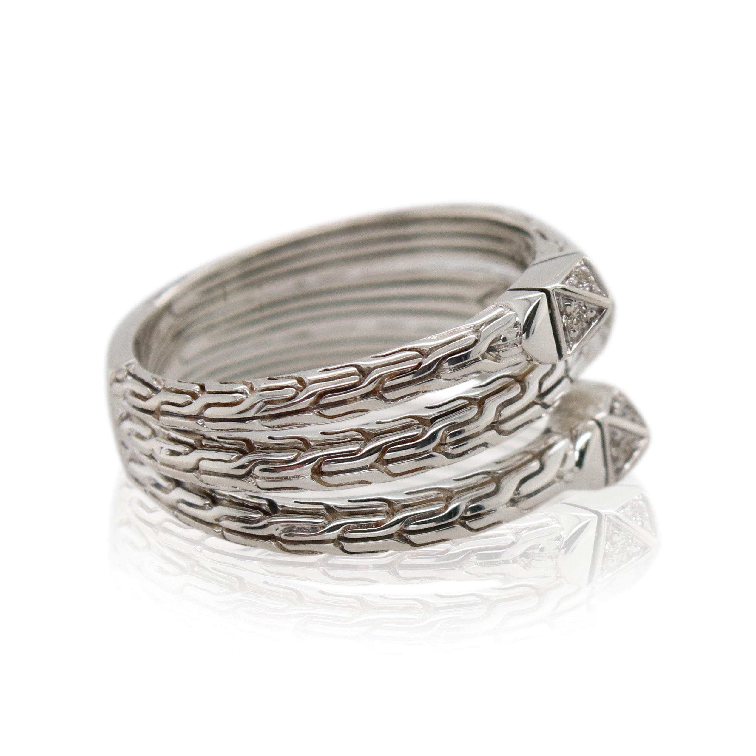 John Hardy Pavé Diamond Tri Row Ring