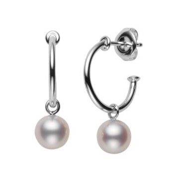 7mm Akoya Pearl Semi Hoop Earrings