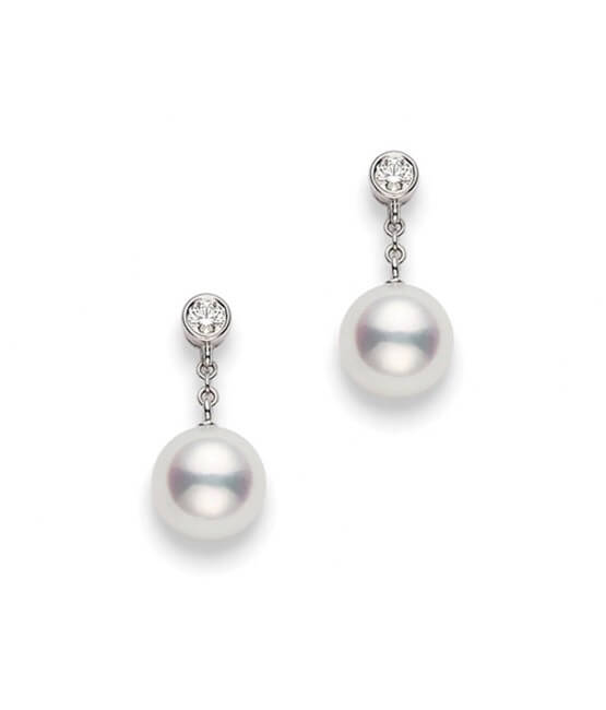 Mikimoto Pearl and Diamond Drop Earrings