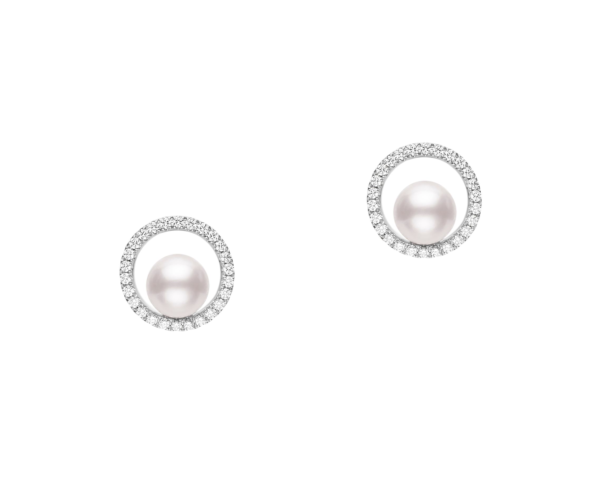 Mikimoto Diamond Halo Pearl Earrings