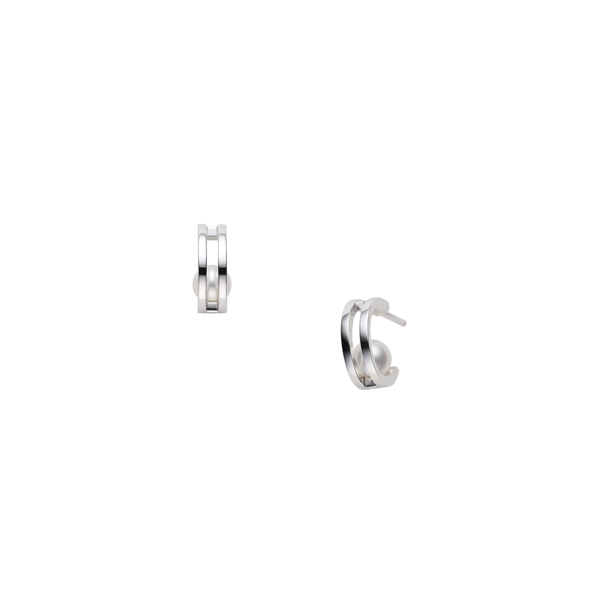Mikimoto Pearl Hoop Cradle Earrings