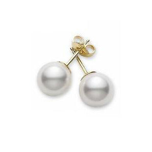 Mikimoto Yellow Gold 8-8.25mm Pearl Stud Earrings