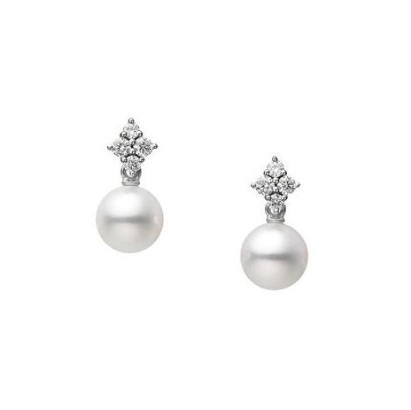 Mikimoto Akoya Pearl and Diamond Earrings