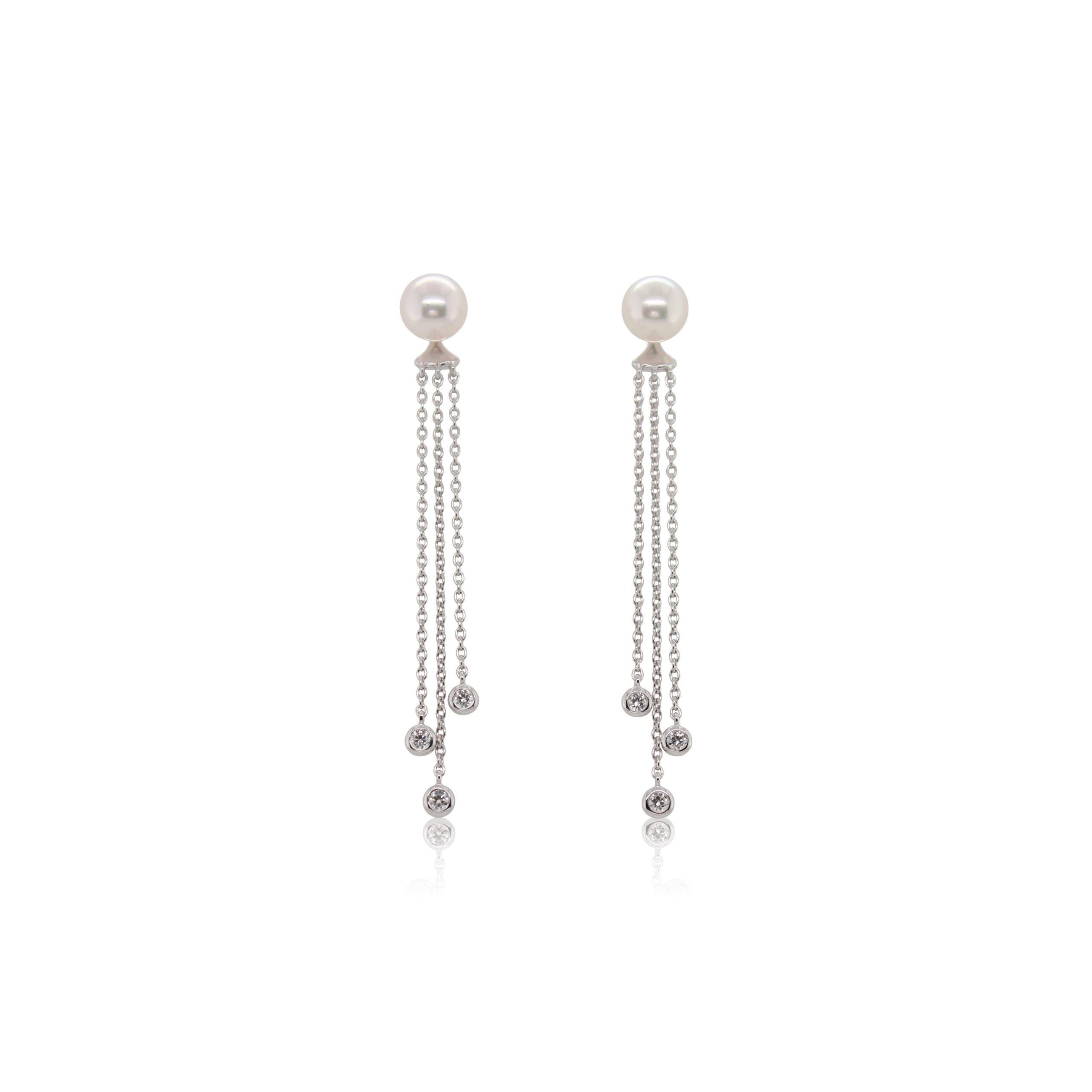 Mikimoto Akoya Pearl and Diamond Dangle Earrings