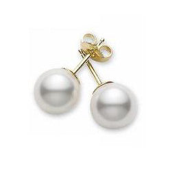 Mikimoto Yellow Gold Pearl Studs