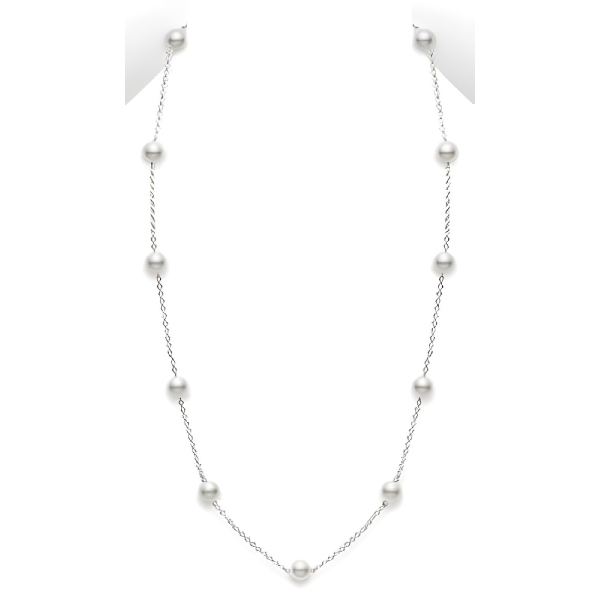 Mikimoto White Gold Pearl Station Necklace