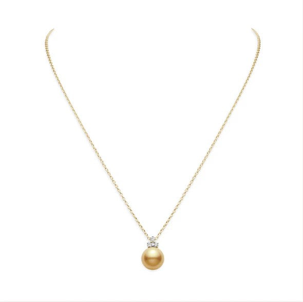 Mikimoto Yellow Gold Pearl and 0.03ct Diamond Pendant