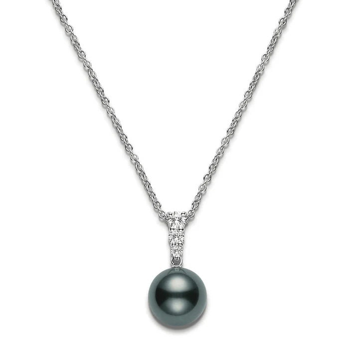 Mikimoto Black Pearl and Diamond Pendant