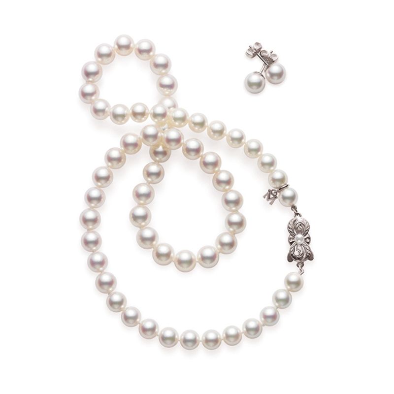 Mikimoto Akoya Cultured Pearl Necklace and Earring Set