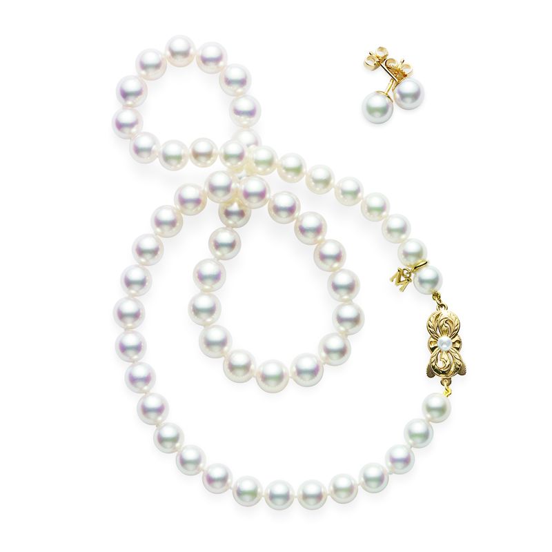 Mikimoto Akoya Cultured Pearl Necklace and Earring Set