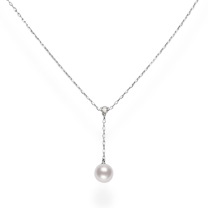Mikimoto Akoya Cultured Pearl and Diamond Drop Pendant