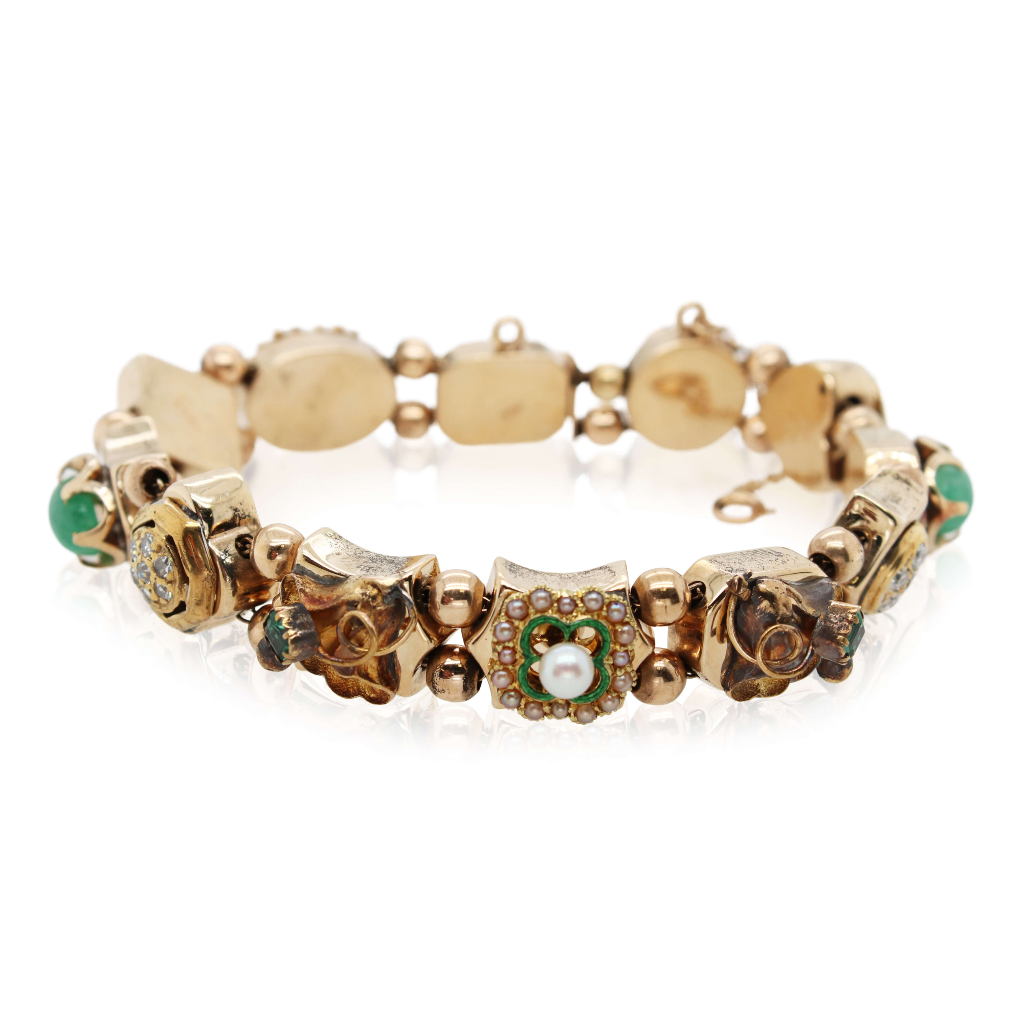 Pearl, Diamond, and Multi-Gemstone Victorian Bracelet