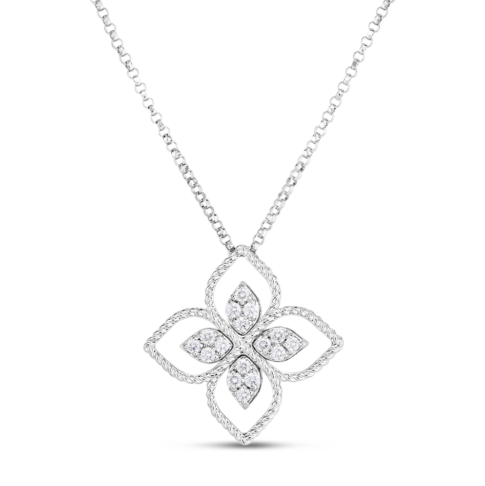 Roberto Coin White Gold Principessa Flower Necklace