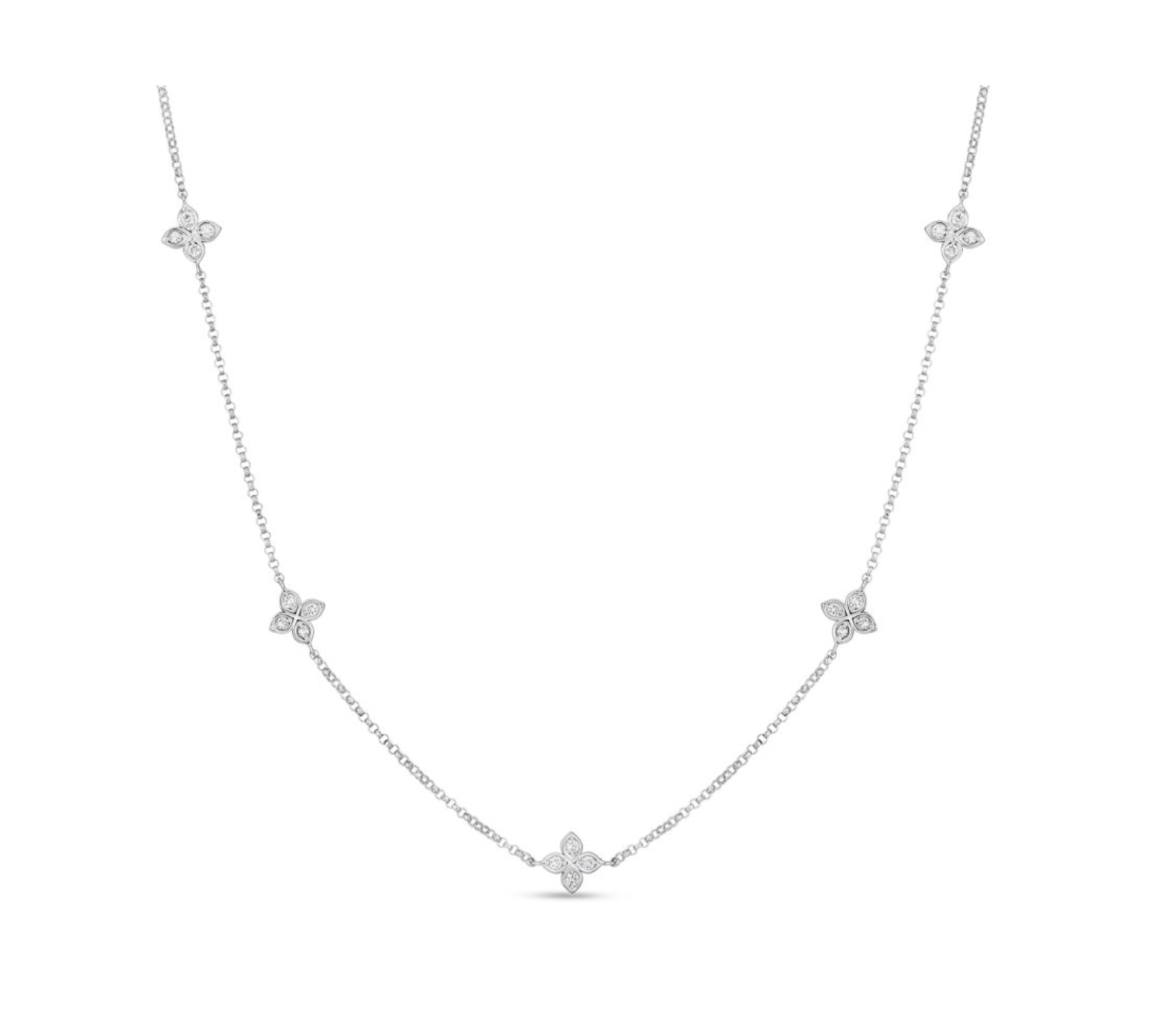 Roberto Coin White Gold Diamond Love by the Inch 5 Station Necklace