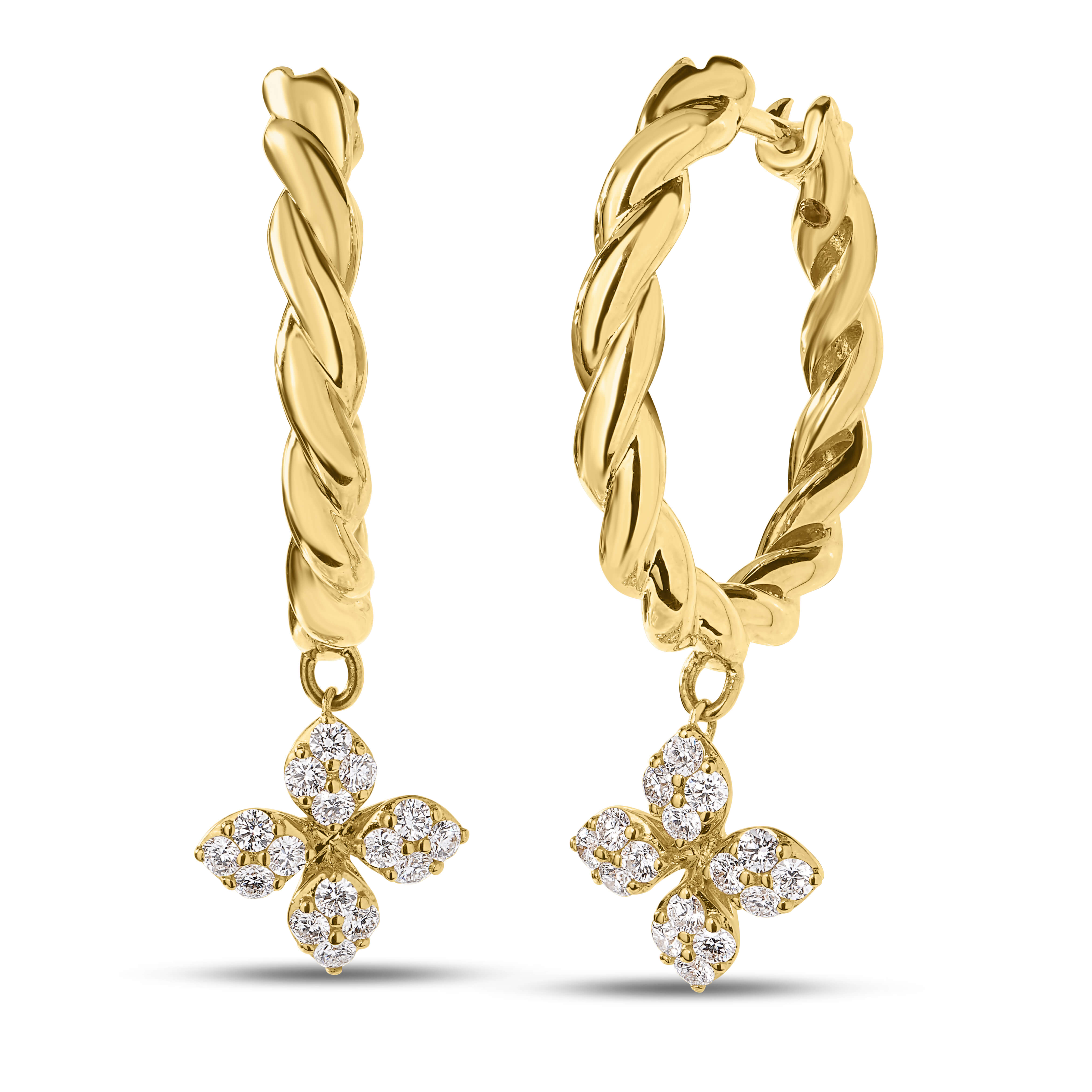 Roberto Coin 0.27 Total Carat Weight Diamond Twist Hoops