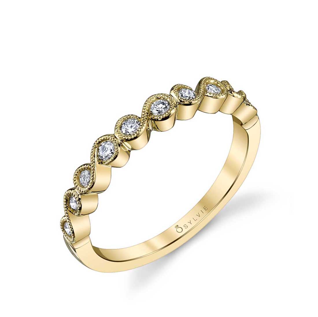 Chloe Yellow Gold and Diamond Wedding Band